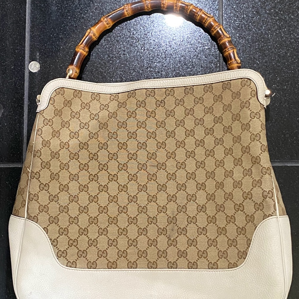 Gucci GG Canvas Bamboo Hobo Bag